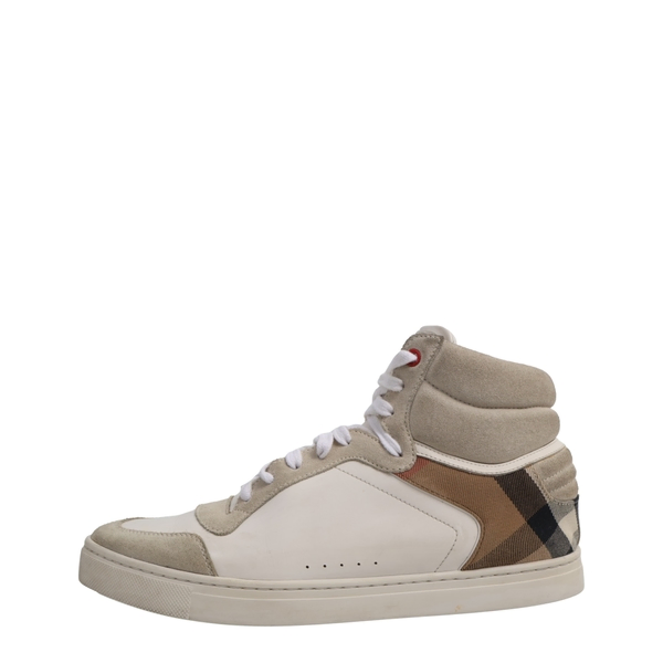 Leather/Check Reeth High Top Sneakers White