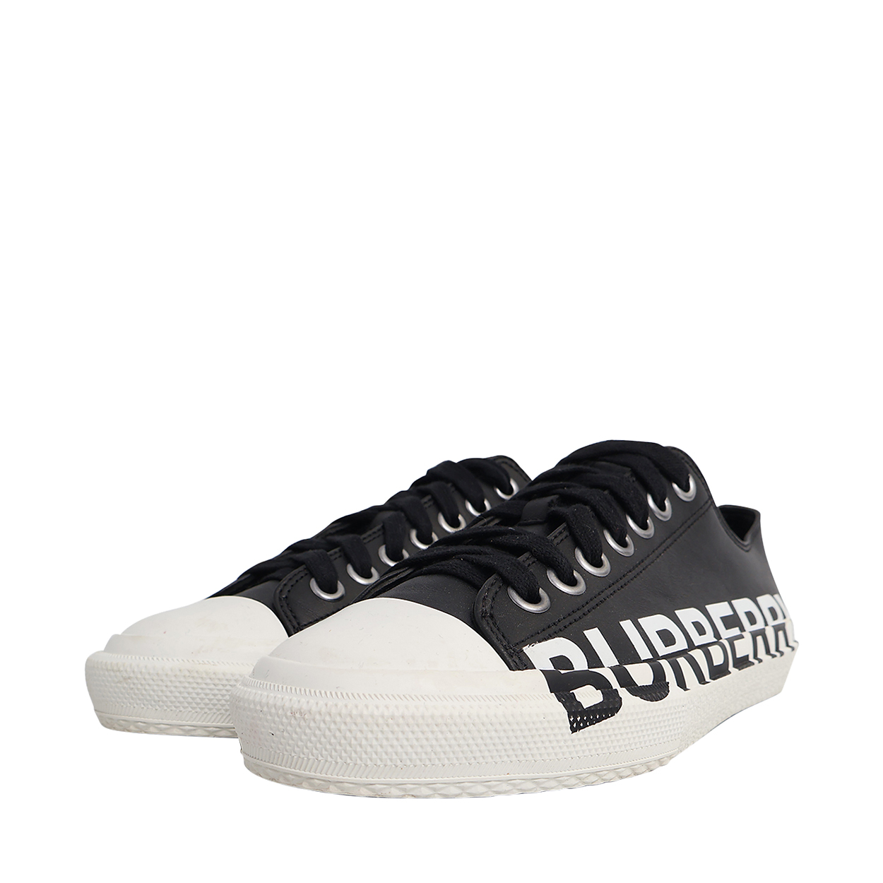 Leather Logo Sneakers Black/White
