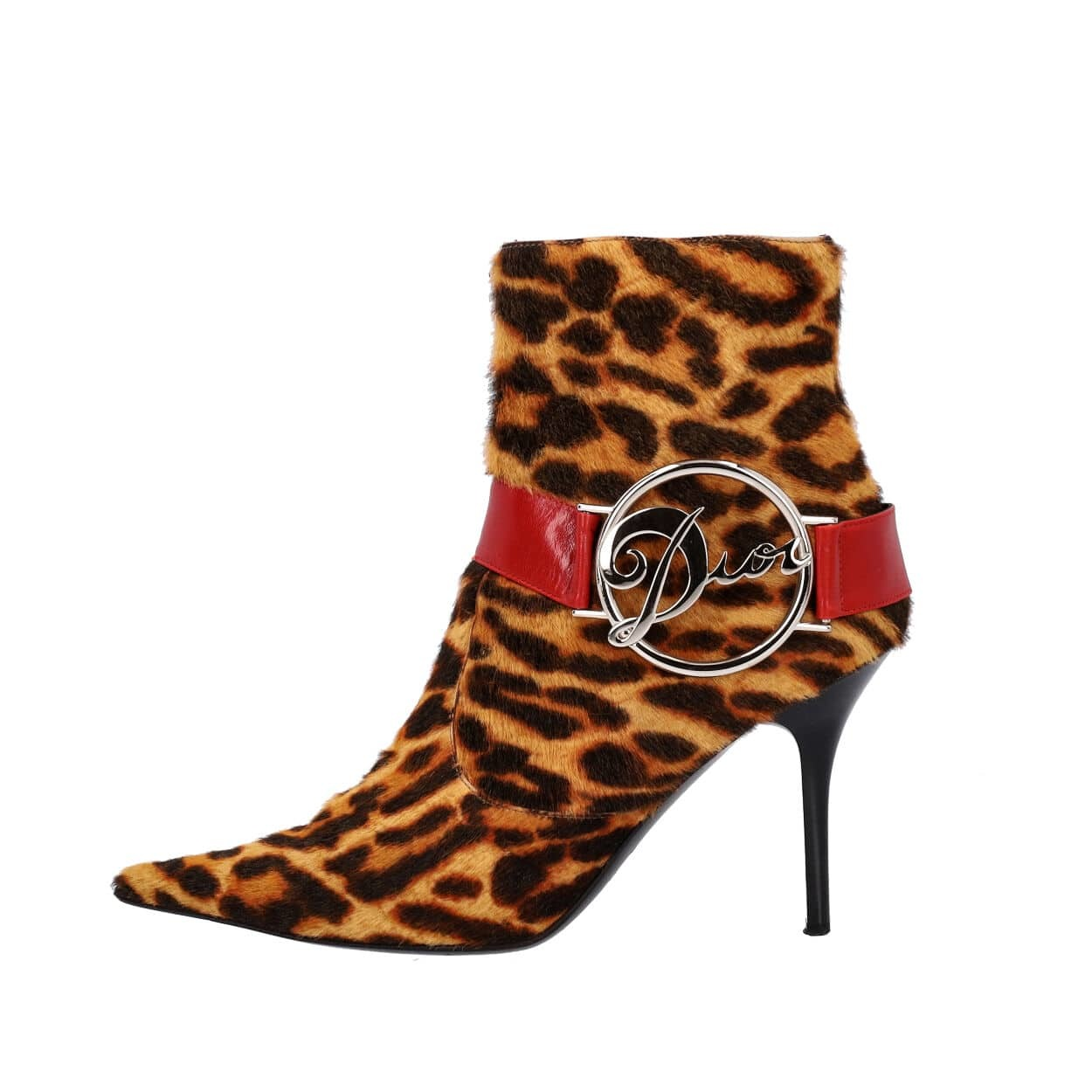 DIOR Vintage Pony Hair Leopard Print Ankle Boots | Luxity