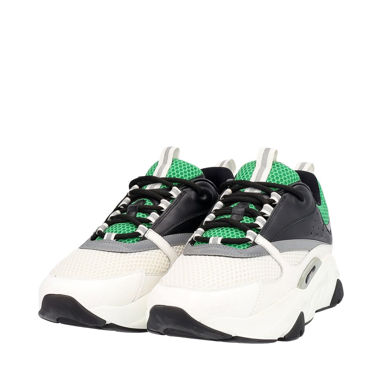 CHRISTIAN DIOR Mixed Material B22 Sneakers Green White | Luxity