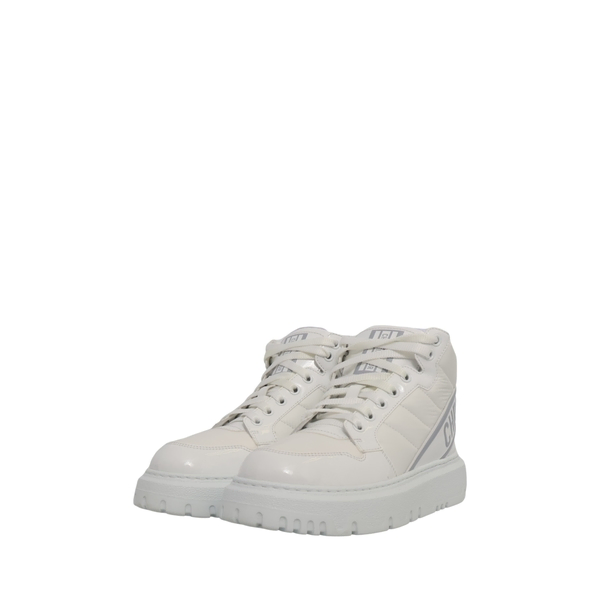Mixed Material D-Player High Top Sneakers White