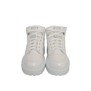 Mixed Material D-Player High Top Sneakers White, view 4