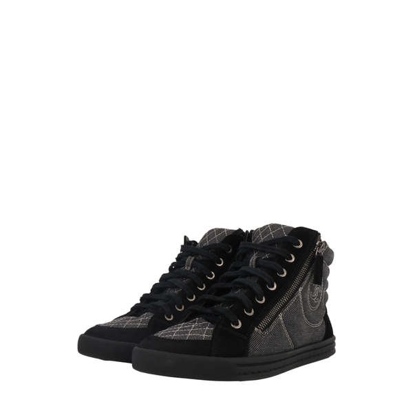 Canvas/Suede Logo Sneakers Grey/Black