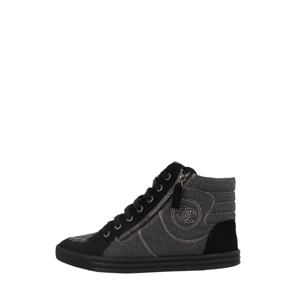 Canvas/Suede Logo Sneakers Grey/Black