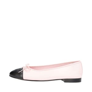 Leather CC Logo Ballet Flats Pink/Black, view 2