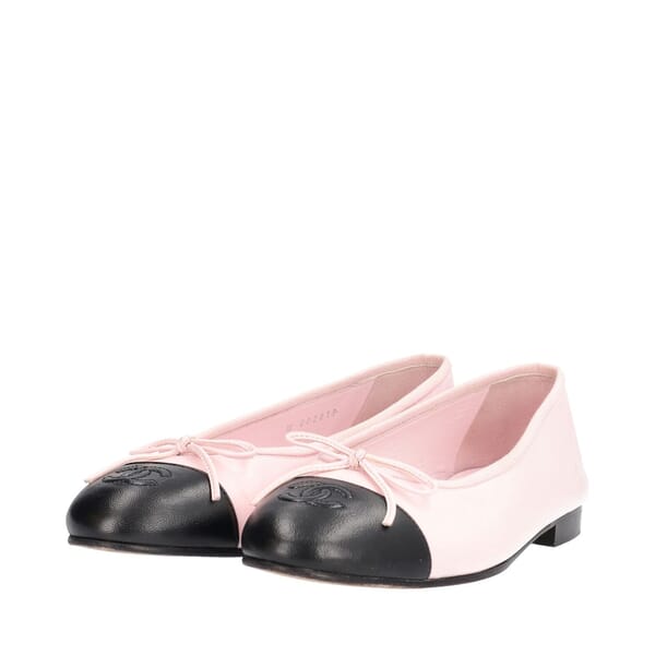 Leather CC Logo Ballet Flats Pink/Black