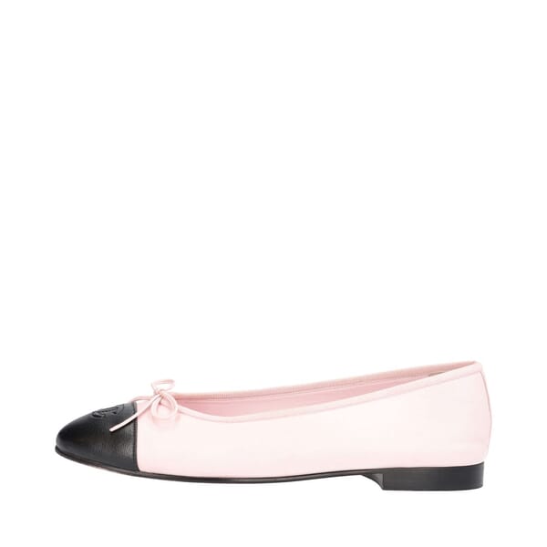 Leather CC Logo Ballet Flats Pink/Black