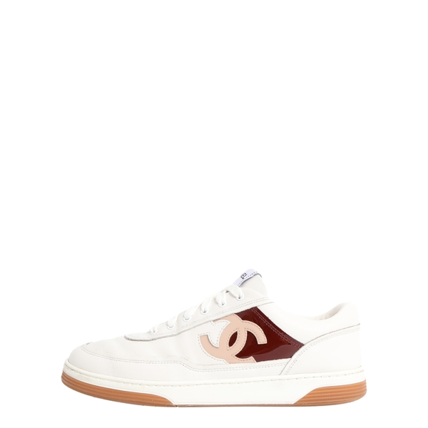 Leather CC Sneakers White/Burgundy