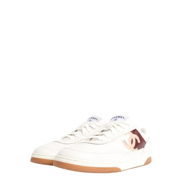 Leather CC Sneakers White/Burgundy