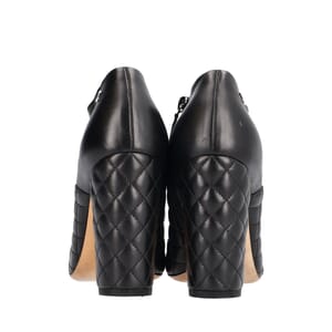 Quilted Leather CC Ankle Booties Black, view 4
