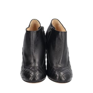 Quilted Leather CC Ankle Booties Black, view 3