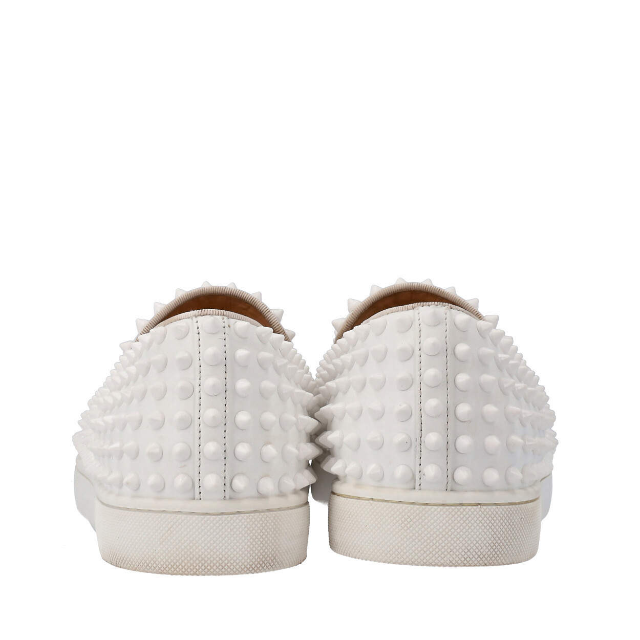 CHRISTIAN LOUBOUTIN Leather Roller Boat Spiked Slip-On Sneakers 