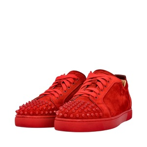 CHRISTIAN LOUBOUTIN Suede Louis Junior Spikes Sneakers Red
