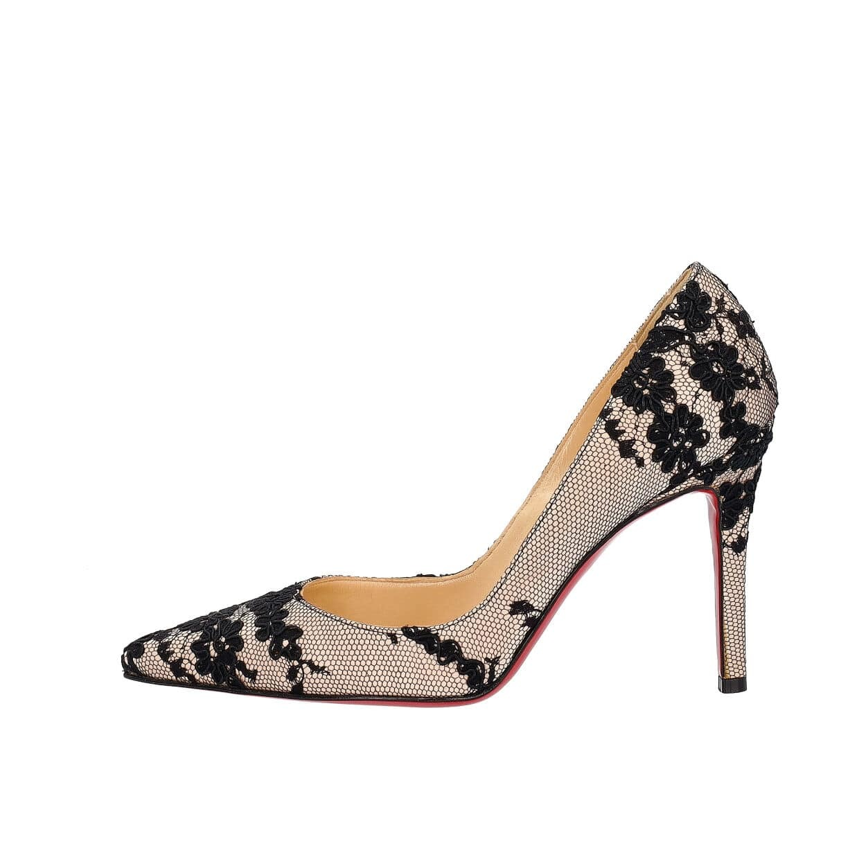 CHRISTIAN LOUBOUTIN Lace/Satin Pigalle Pumps Ivory/Black | Luxity