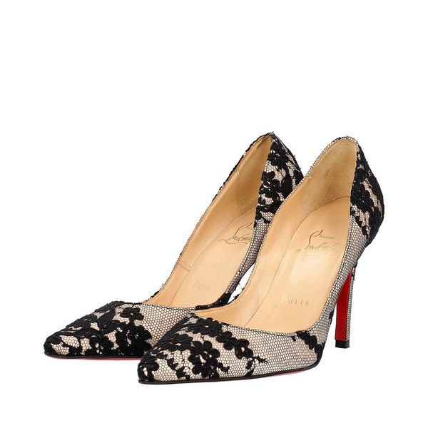 Lace/Satin Pigalle Pumps Ivory/Black