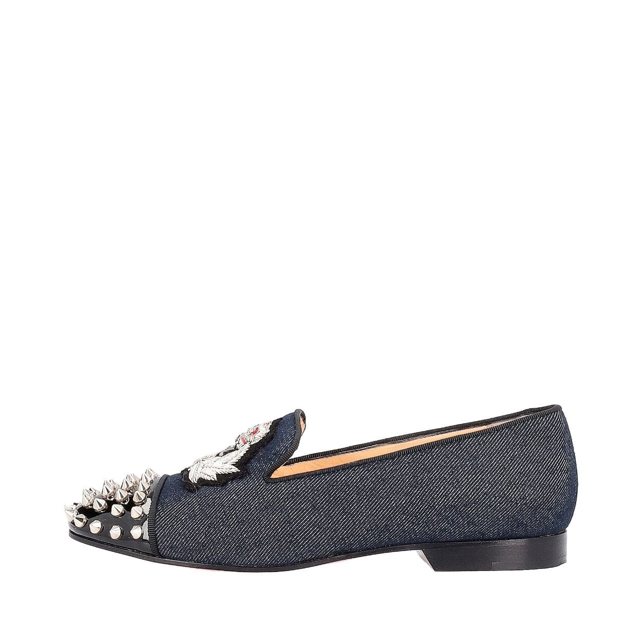 Christian Louboutin Rollerball Navy Blue Denim Spike Flats Loafers Christian Louboutin Loafers  main image 4