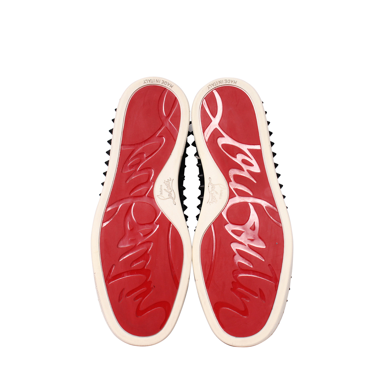 CHRISTIAN LOUBOUTIN Leather Studded Pik Boat Slip On Sneakers