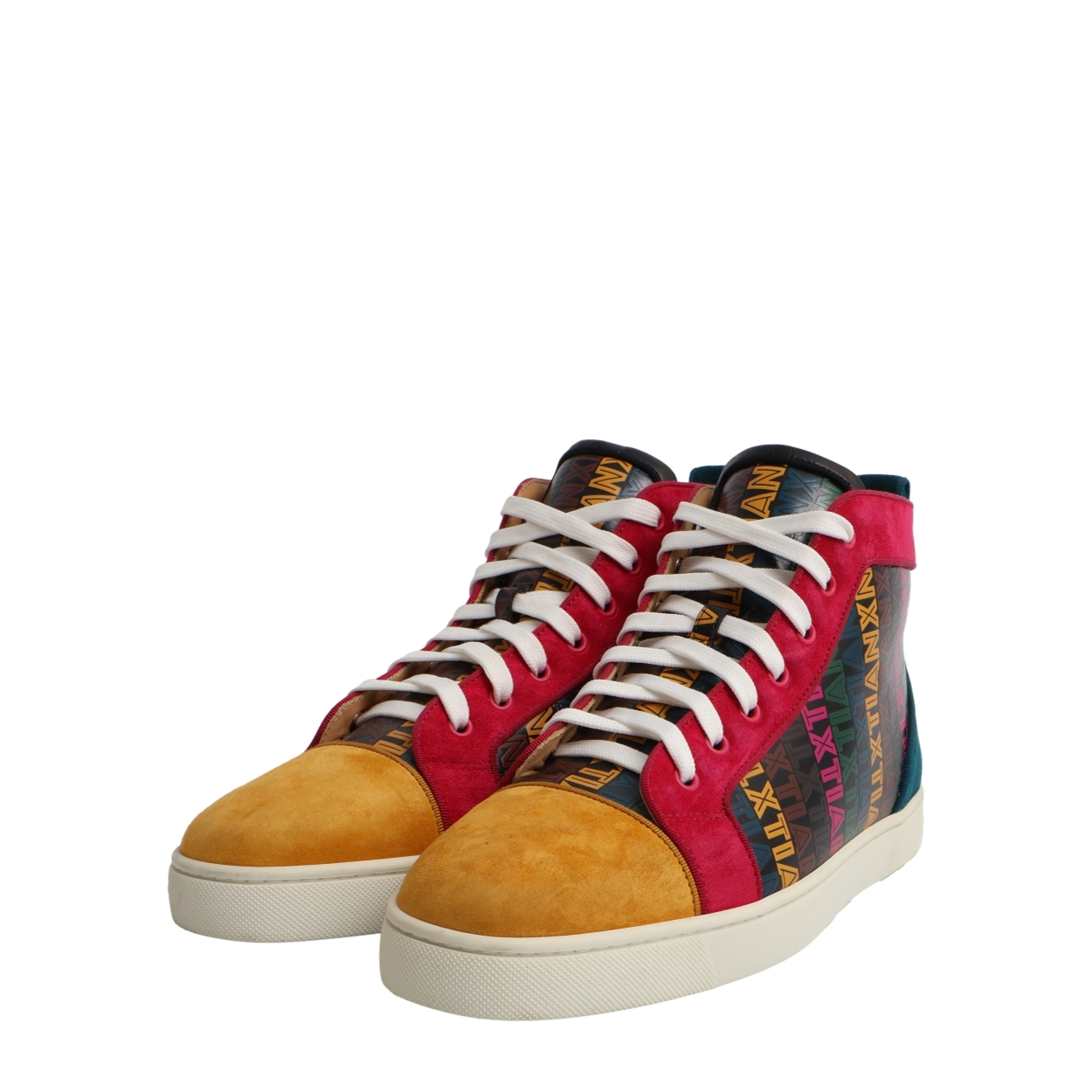 Christian Louboutin High-Top Sneakers with Orange Accents Christian Louboutin Orange Spiked PVC Trainers Size 40 EU main image 2