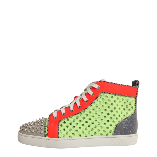 Mixed Material Lou Spikes Orlato High Top Sneakers Green