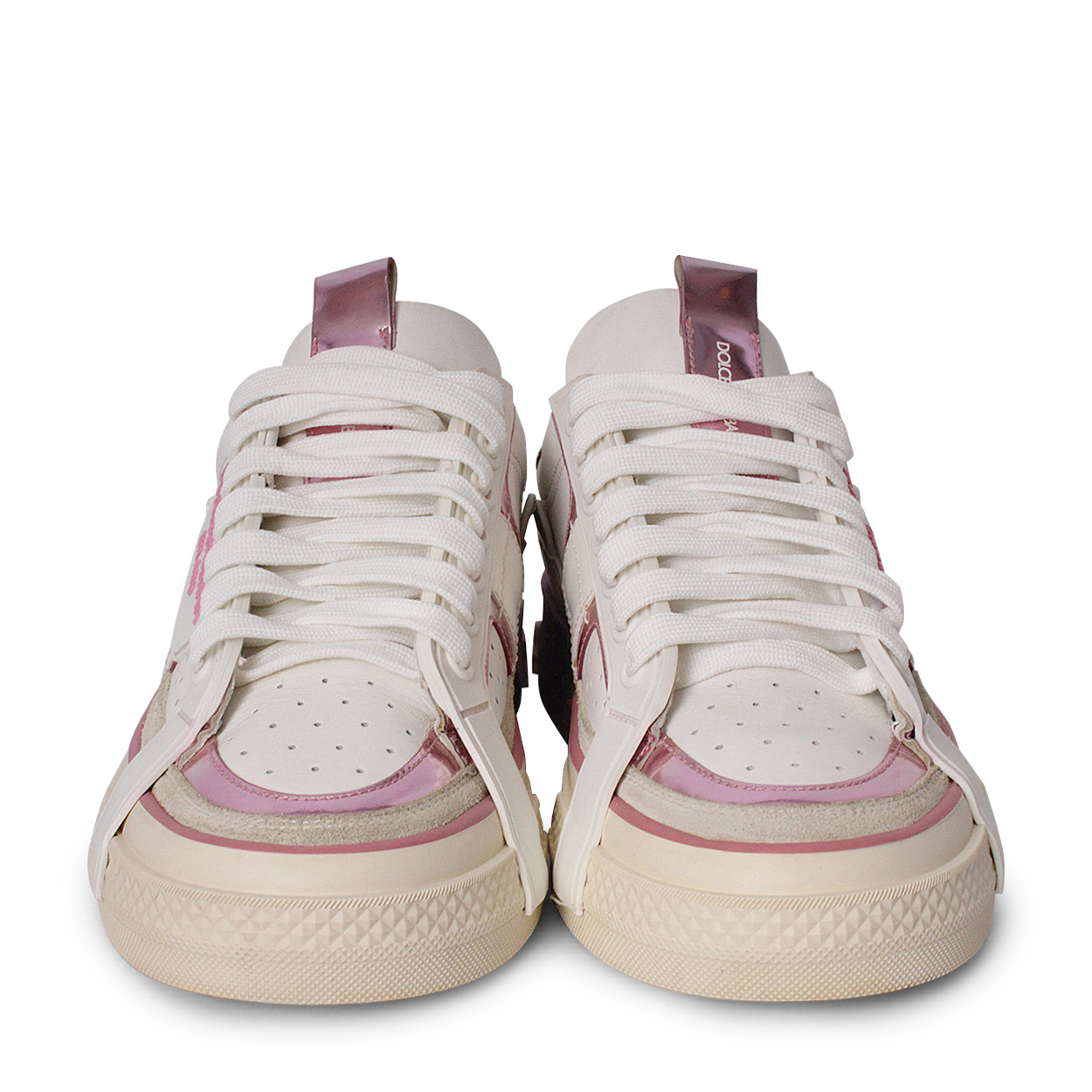 DOLCE & GABBANA Leather Custom 2.Zero Sneakers Pink/White
