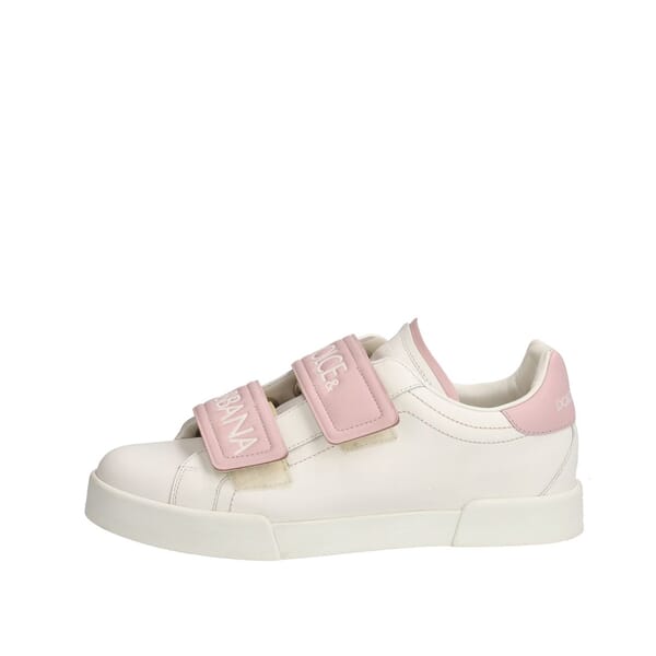 Leather Velcro Logo Portofino Sneaker Pink/White