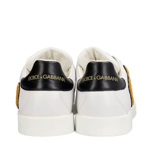 Leather Portofino King Patch Sneakers White, view 4