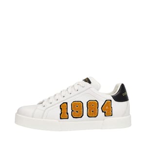 Leather Portofino King Patch Sneakers White, view 3