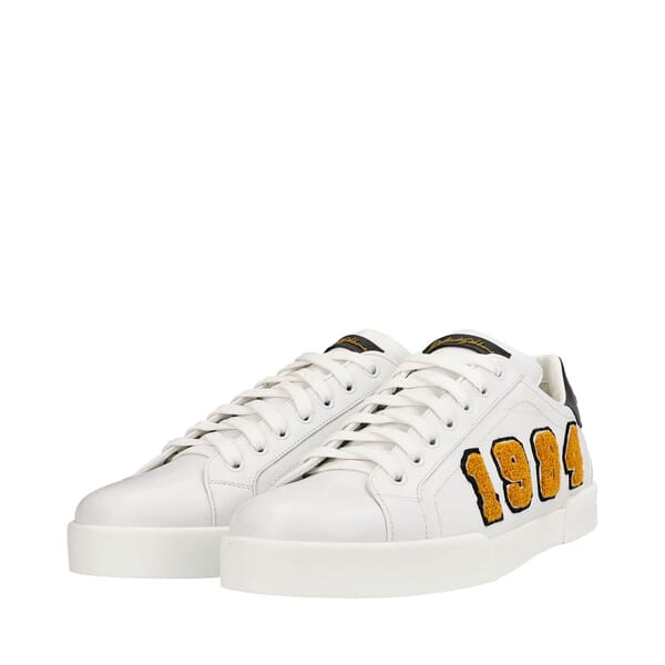 Leather Portofino King Patch Sneakers White