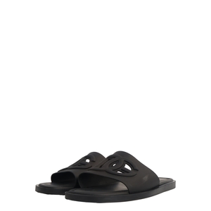 Rubber Logo Beach Sliders Black