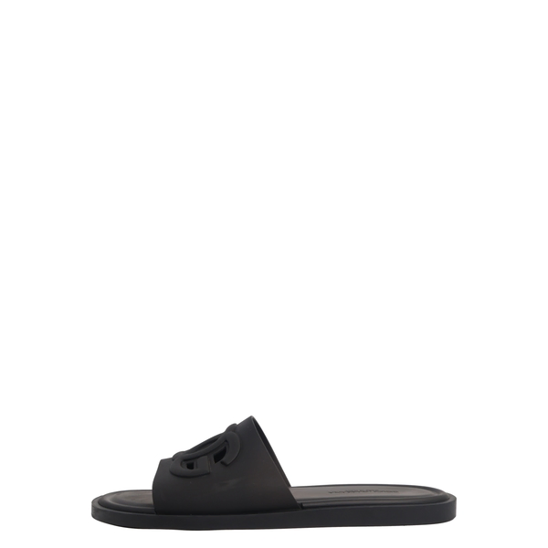 Rubber Logo Beach Sliders Black