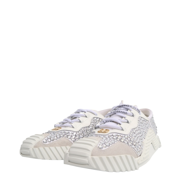 Mixed Material Rhinestones NS1 Sneakers White