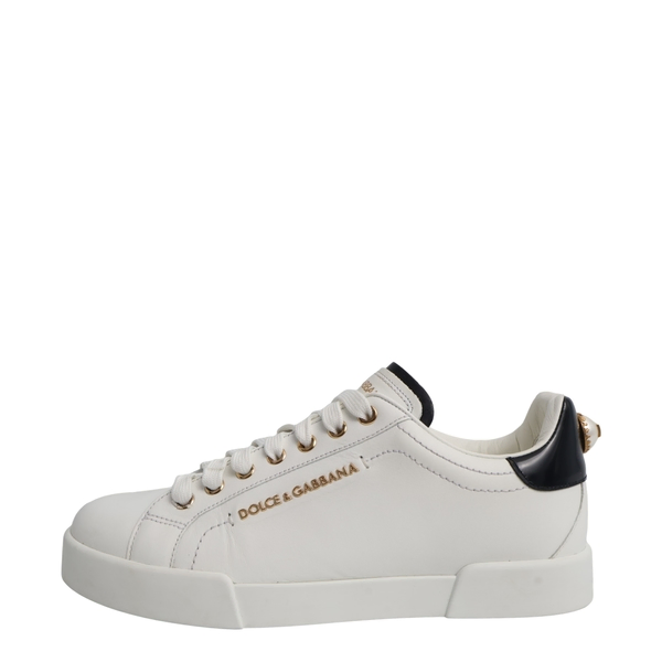 Leather Portofino Faux Pearl Sneakers White/Gold