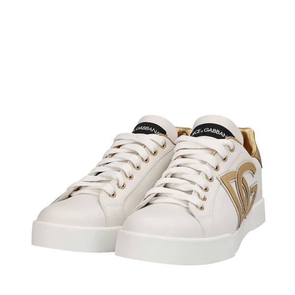 Leather Portofino DG Sneakers White/Gold