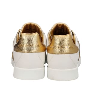 Leather Portofino DG Sneakers White/Gold, view 5