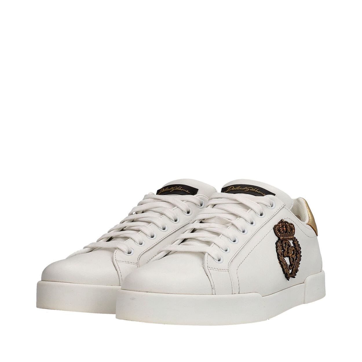 Leather Portofino Crown Patch Sneakers White