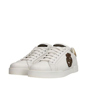 Leather Portofino Crown Patch Sneakers White