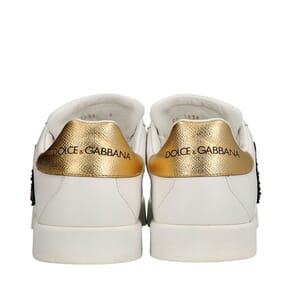 Leather Portofino Crown Patch Sneakers White, view 4
