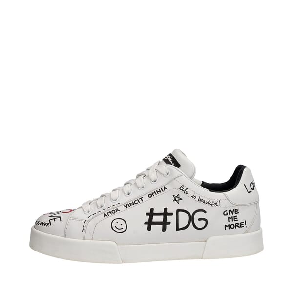 Leather Portofino Printed Sneakers White