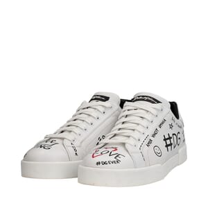 Leather Portofino Printed Sneakers White