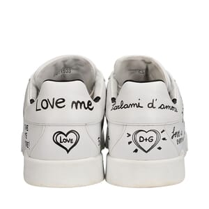 Leather Portofino Printed Sneakers White, view 4
