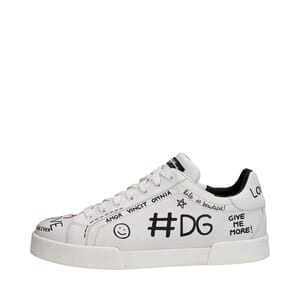 Leather Portofino Printed Sneakers White, view 2