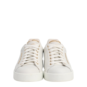 Leather Portofino Pearl Sneakers White/Gold, view 4