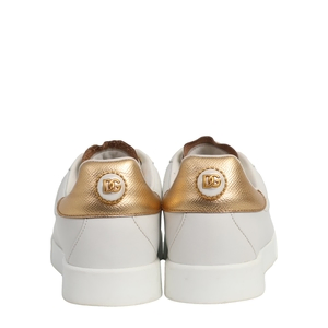 Leather Portofino Pearl Sneakers White/Gold, view 3