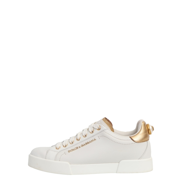 Leather Portofino Pearl Sneakers White/Gold
