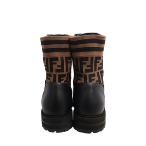 Leather Zucca Combat Boots Black, view 4