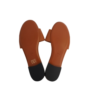 Leather Baguette Slide Sandals Brown, view 5