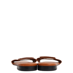 Leather Baguette Slide Sandals Brown, view 4