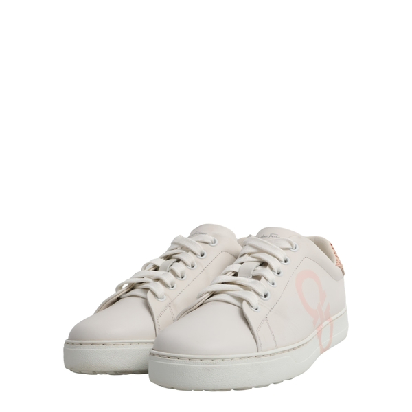 Leather Reptile Gancini Sneakers White