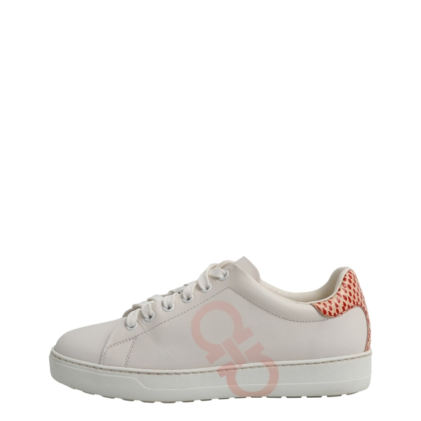 Leather Reptile Gancini Sneakers White