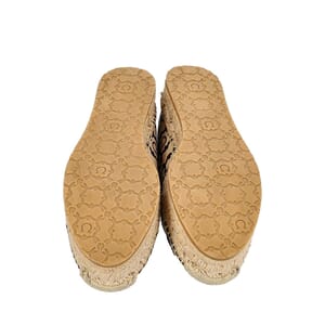 Patent Espadrilles Gancini Logo Beige/Black, view 5